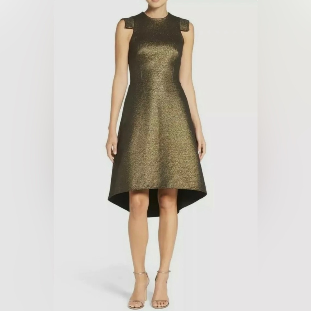 HALSTON | NWT Antique Gold Cocktail Dress, Size 6